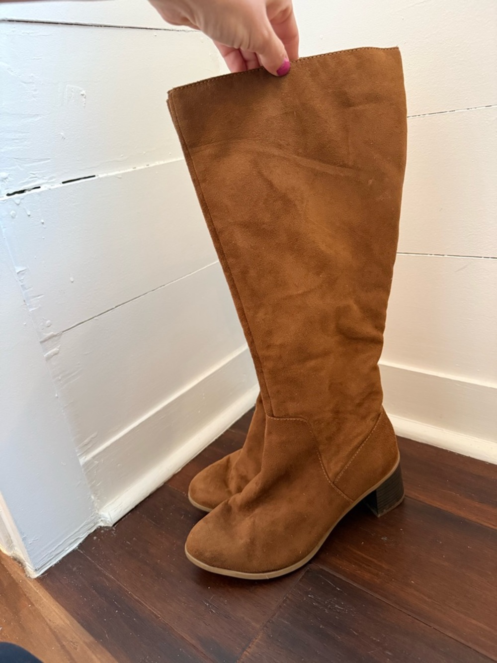 Universal Thread Tall Suede Block Heel Boots - Tan Brown